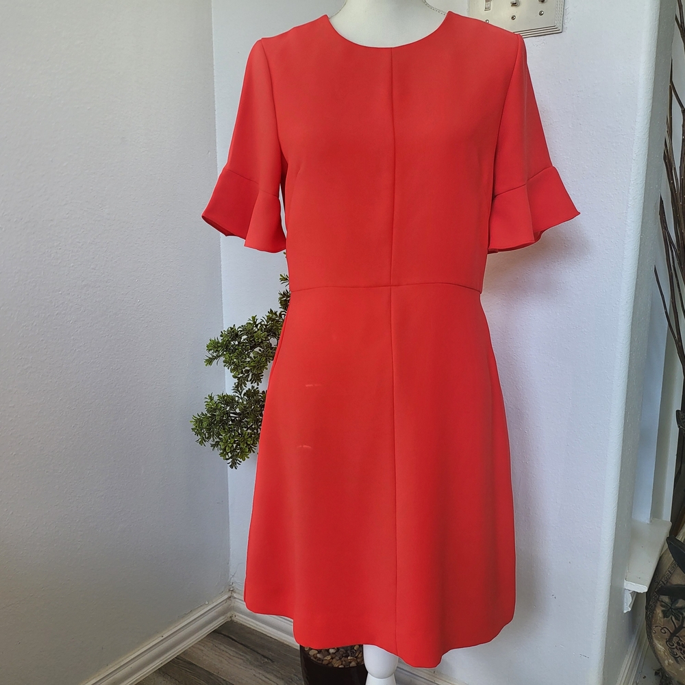 Banana Republic Elegant Red Ruffle Sleeve Dress - Picture 3 of 15